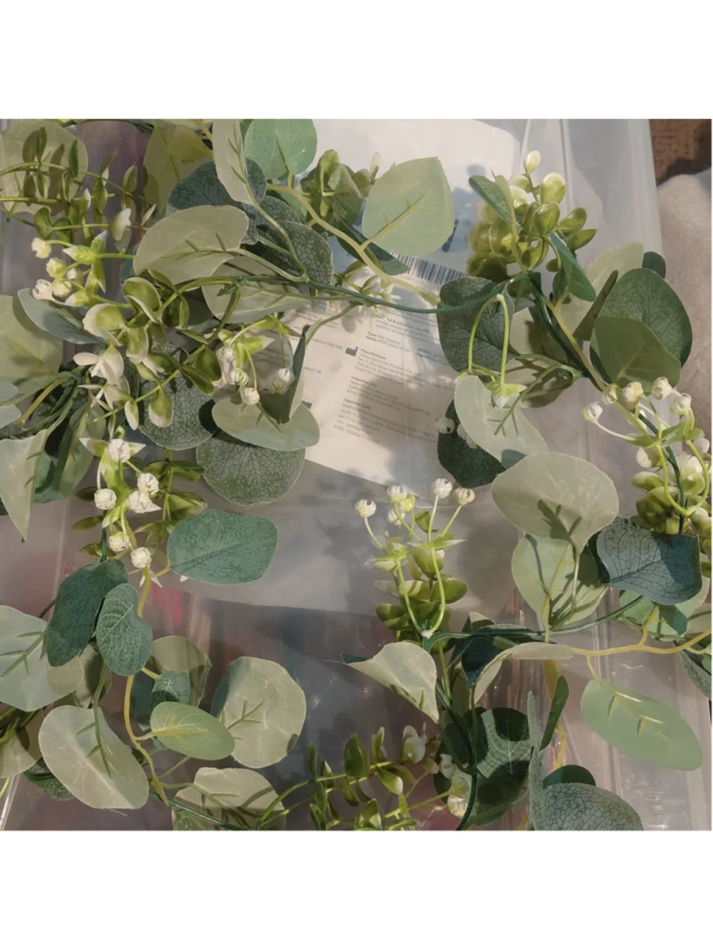 Unbranded Faux Eucalyptus and Gypsophila Floral Garland, One Size, Green/White